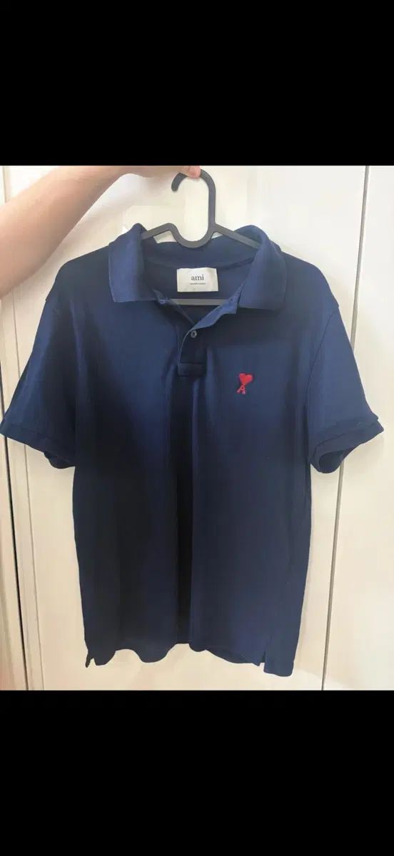 アミ ハート ロゴ 半袖 カラーTシャツ ネイビー 7,848円