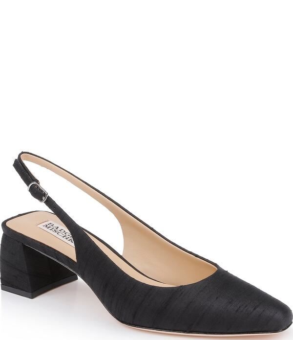 バッジェリーミシュカ レディース シューズ ヒール シルク Badgley Mischka Oaklee Silk Slingback Block Heel Pumps Black ブラック