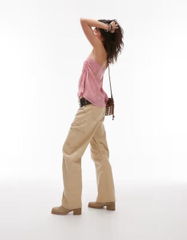 ライオネス レディース ボトムス デニムパンツ ワイドレッグ ローライズ ジーンズ Lioness miami low rise pocket detail wide leg jeans in was