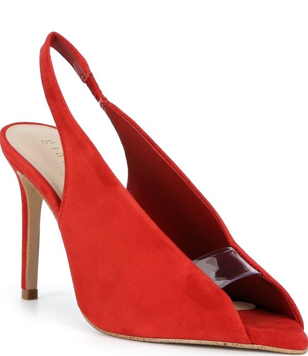 ジャンビニ レディース シューズ パンプスエード ヒール Gianni Bini Renton Suede Open Toe Slingback Heels Race red レッド