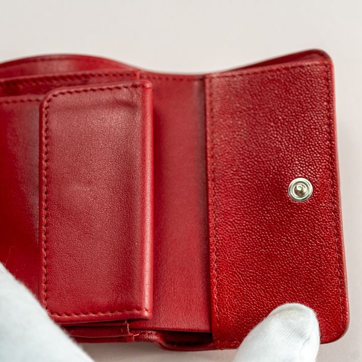 CHANEL シャネル ボーイシャネル マトラッセ 三つ折財布 キャビア