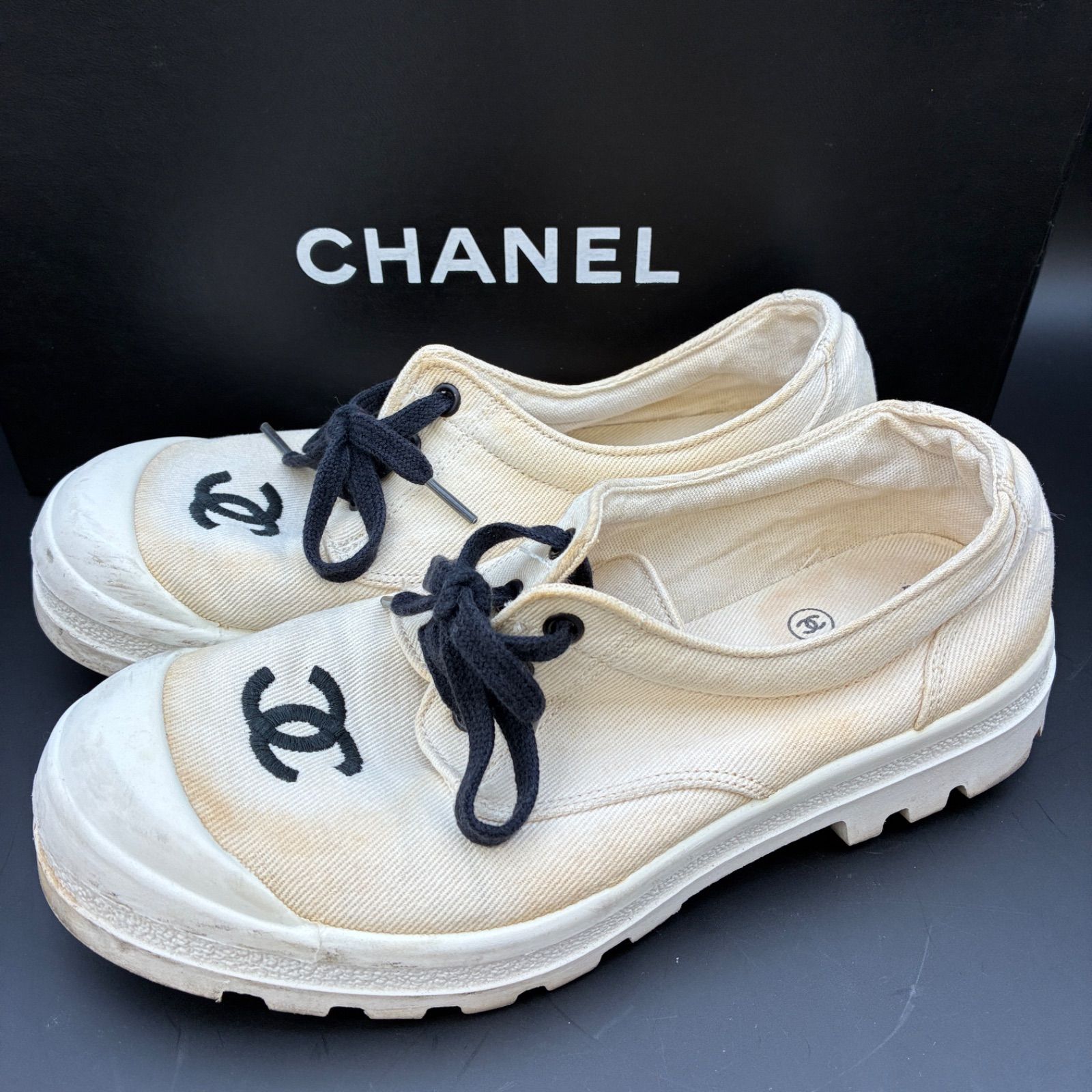 HQ-567】CHANEL ヴィンテージスニーカー ココマーク キャンバス