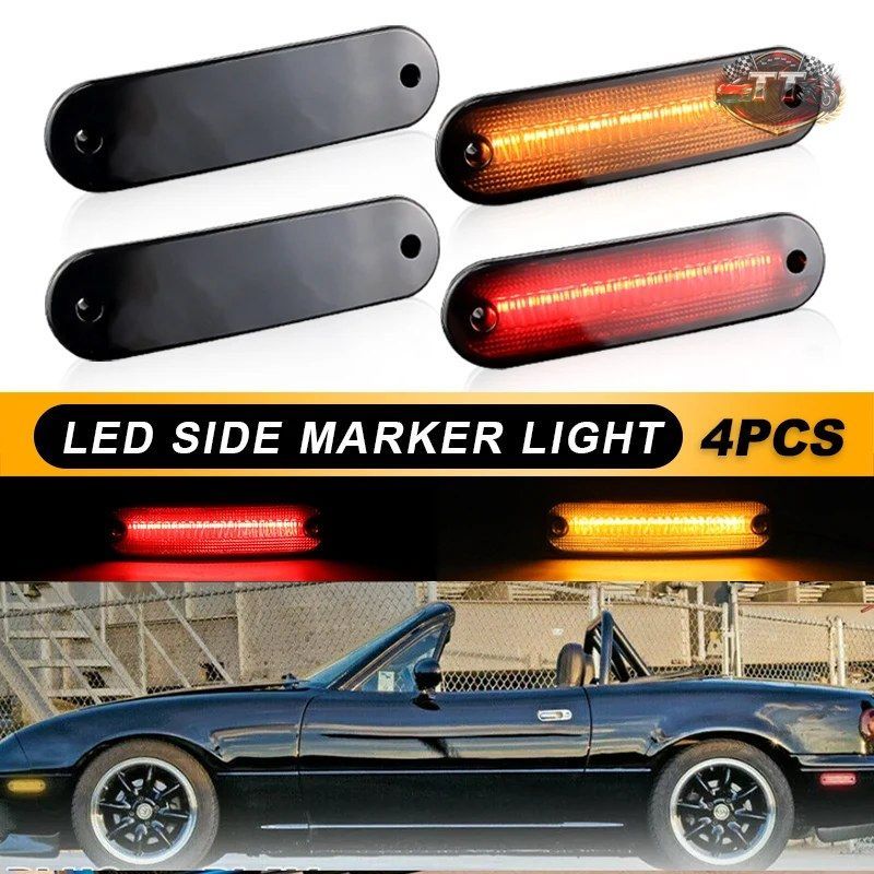 スモーク/クリアレンズLEDサイドマーカーライト 1990-2005 マツダ ミアータ MX-5 NA NB アンバーレッド OEMナンバー NA01515FX 8BN1-51-120