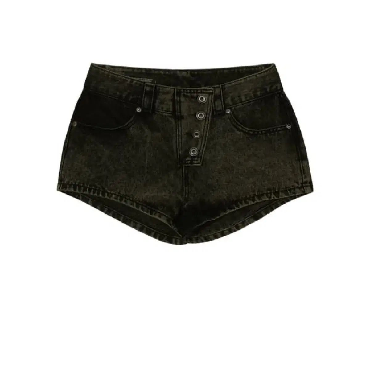 Bohemian seoul BUTTON FLY DENIM SHORTS DEEP KHAKI M