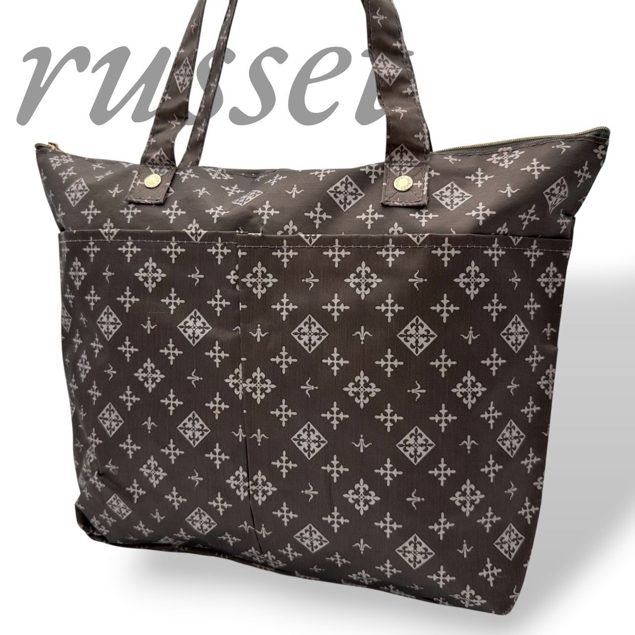 B6271】 russet ラシット トートバッグ ブラウン ナイロン モノグラム