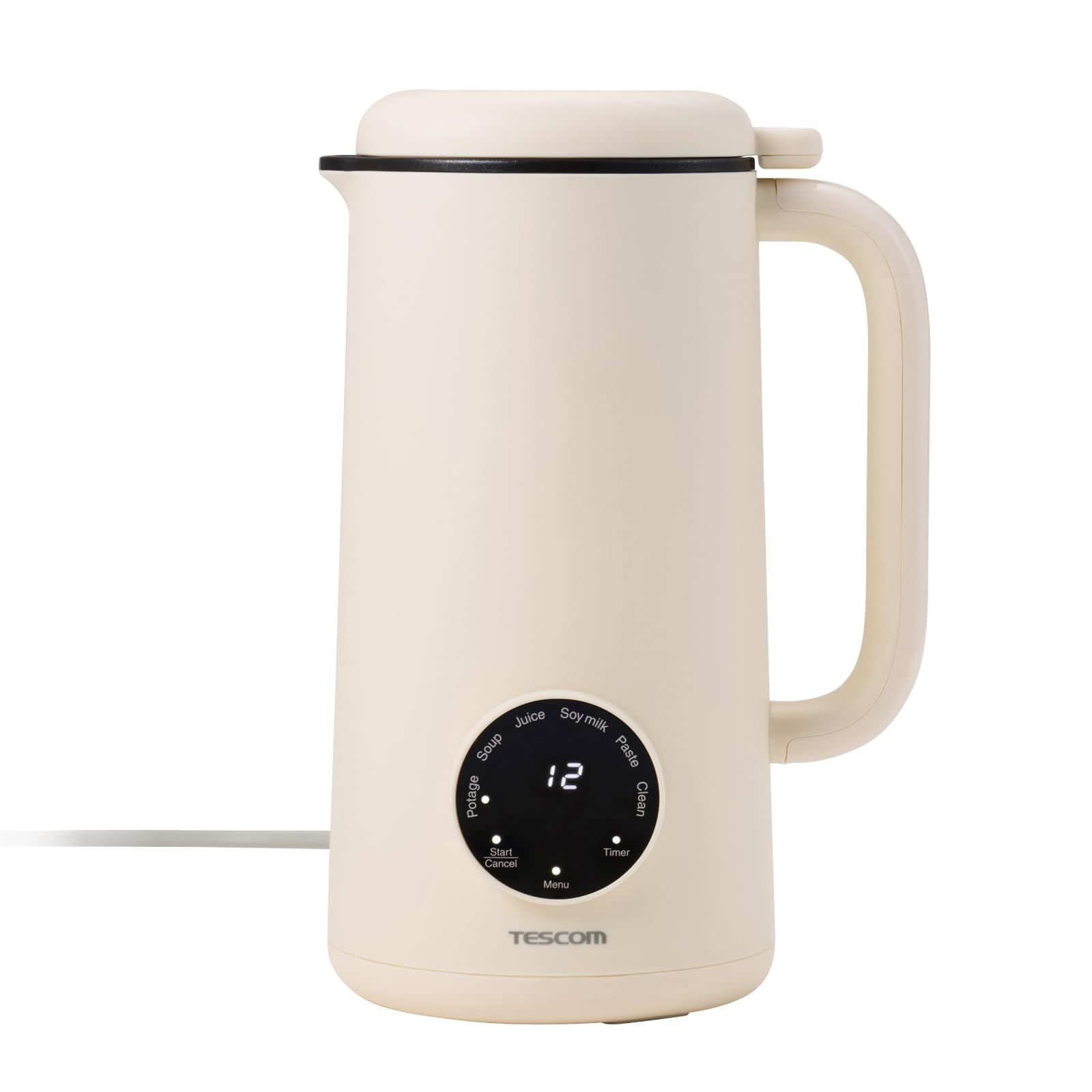 テスコム (TESCOM) スープメーカー 自動調理ポット 600ml 5モード+洗浄モード搭載 残り時間表示 12時間予約 [スープ/豆乳/ポタージュ/おかゆ/スムージー/高温洗浄モード] ラク抜きプラグ アイボリー TEC-A04MS-W 912a399a 10,548円