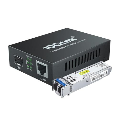 10Gtek ギガビット 光メディアコンバーター シングルモード デュアルLCファイバー 1.25Gb/s SFPモジュール to 10/100/1000Base-Tx 1000Base-LX SFP 付き セット（1310nm 20km）m dbb3f36b