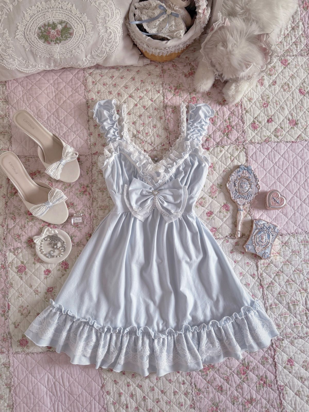 (受注生産)Vintage Angel Blue Poppy Dress & Cami Set