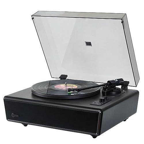 Arkrocket Huygens レコードプレーヤー ハイファイ ターンテーブル Bluetooth入出力 スピーカー2本付き アンプ内蔵 フォノイコライザー内蔵 レトロ (ブラック)t