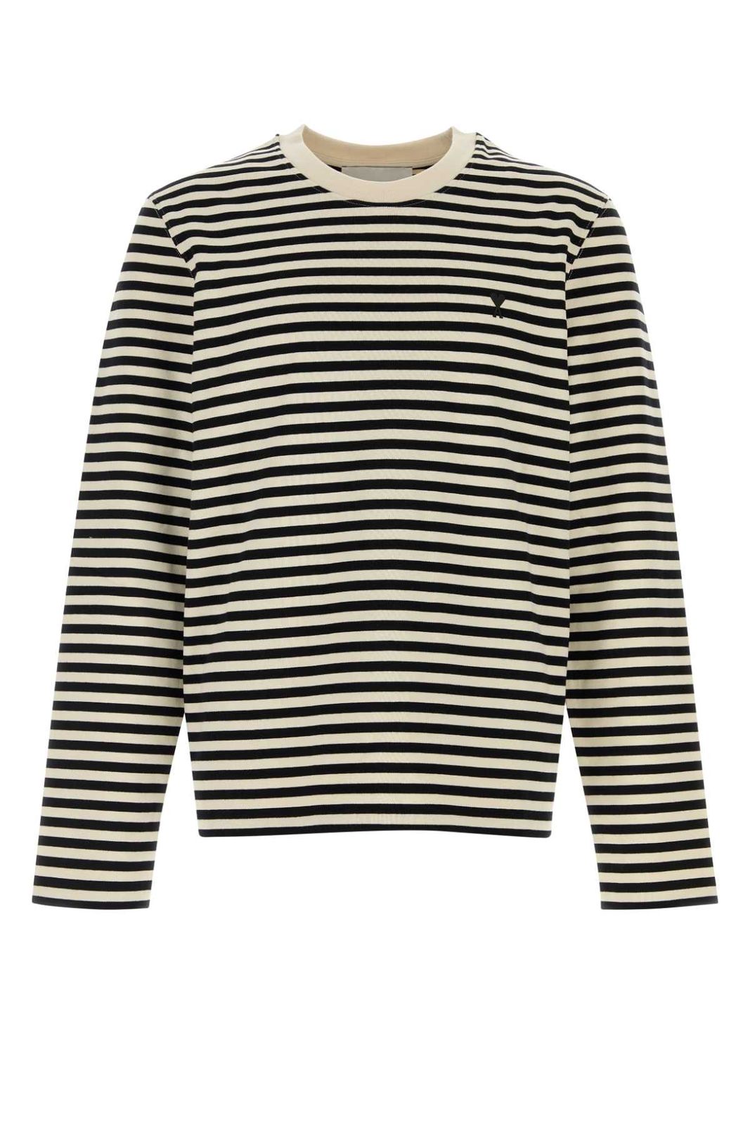 【新品・最安値】AMI アミ LONGSLEEVESSTRIPEDTSHIRTWITHBLACKAMIDECOEUREMBROID BLACKIVORY 正規品 Tシャツ UTS414JE0241 044 23,680円