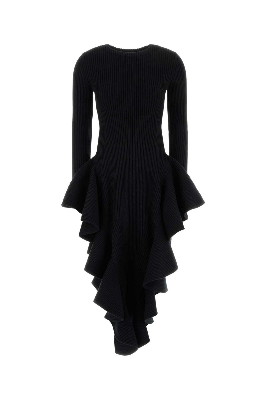 【新品・最安値】ALAIA アライア RUFFLE DRESS ENGINEERED RIBS NOIRALAIA 正規品 衣類 AA9R3202K303D 995