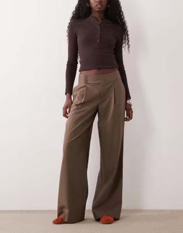 ジーナトリコ レディース ボトムス カジュアルパンツ プリーツ Gina Tricot wide pleated pants in taupe トープ 20,286円