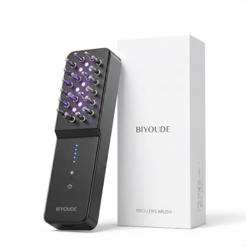 BIYOUDE 電気バリブラシ EMS美顔器 頭皮・フェイスケア EMS×温感×LED×振動 3D伸縮ピン IPX6防水pms