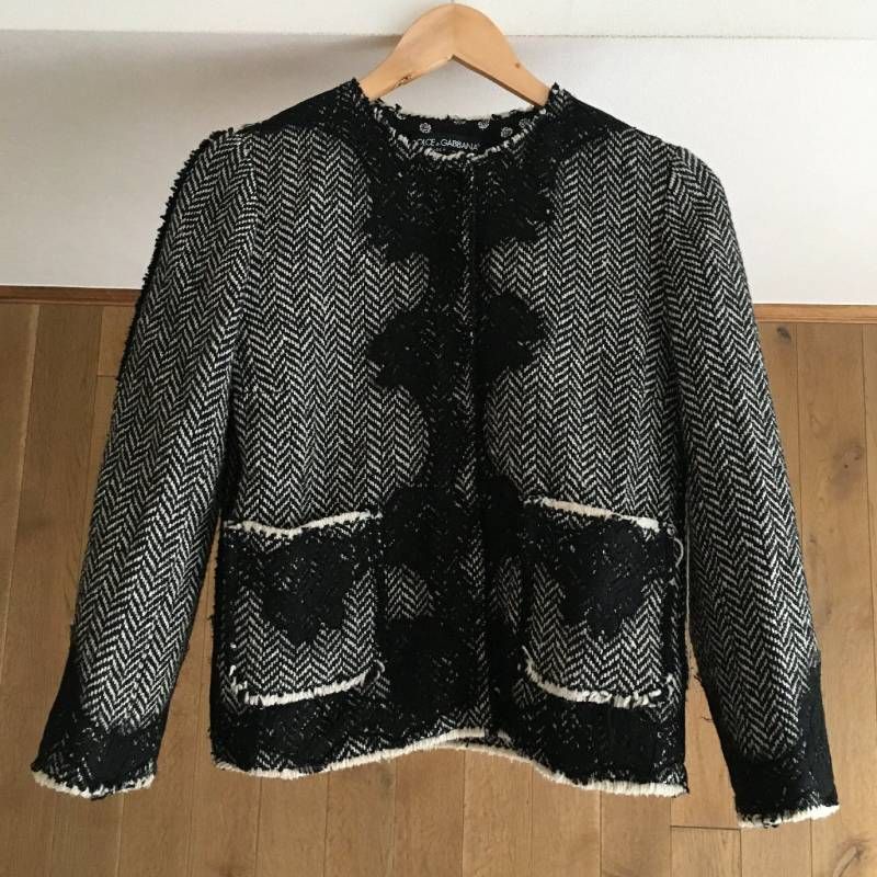 美品 DOLCE & GABBANA ドルチェ＆ガッバーナ ツイード ノーカラー