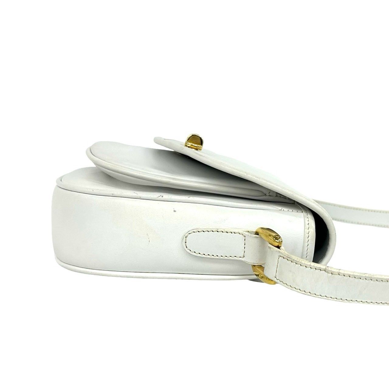 old GUCCI ショルダーバッグ ホワイト ウッドパーツ 極 美品 GUCCI グッチ オールドグッチ ヴィンテージ GG ロゴ 金具