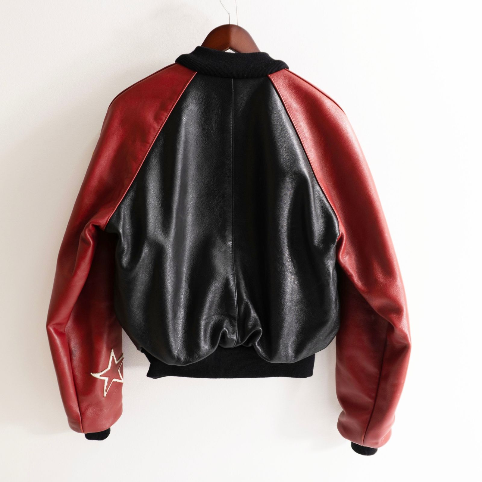 美品】 VANSON 【TJP オールレザー スタジャン】38 ブラック レッド