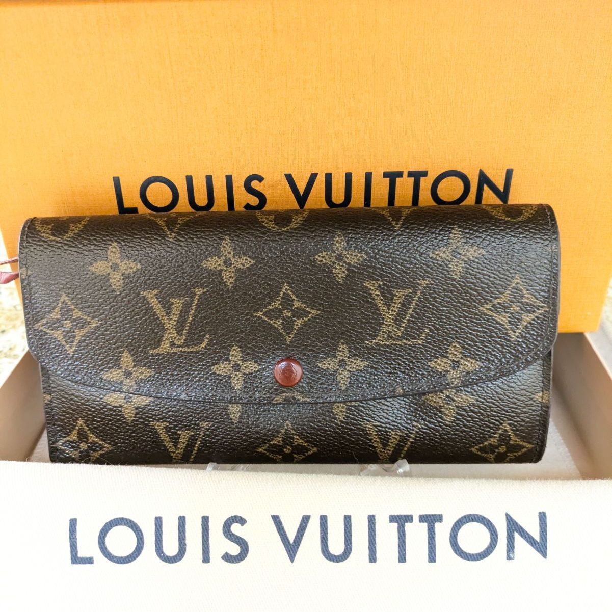 【美品】LOUIS VUITTON ルイヴィトン ポルトフォイユ エミリー モノグラム ロングウォレット フューシャ 長財布