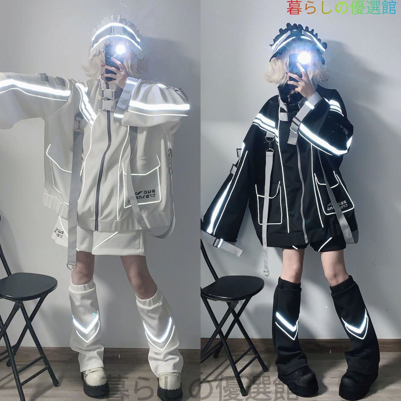 白 黒 地雷系 サブカル Y3K サイバー パンク ジャージ セットアップ ハーフジップ トップス 天使界隈 悪魔界隈 ゲーミング 量産型 レッグウォーマー 原宿 渋谷 大きめ ユニセックス メンズ lf923 16,091円