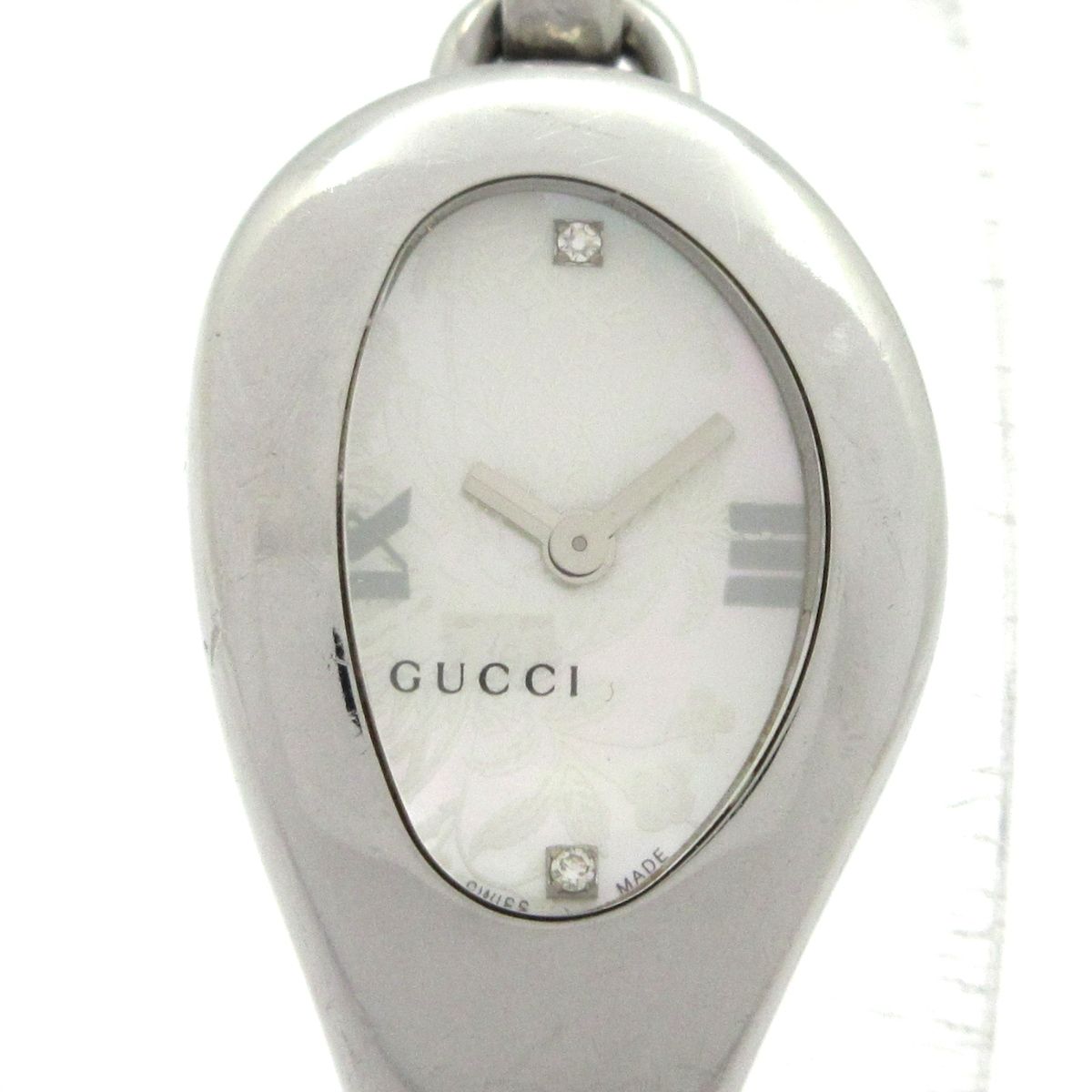 GUCCI(グッチ) 腕時計 - 103 レディース フラワー(花)/1Pダイヤインデックス/シェル文字盤 ホワイトシェル