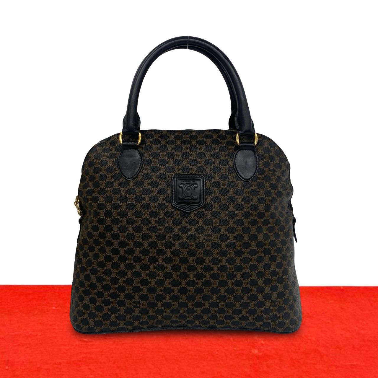 極 美品 CELINE セリーヌ ヴィンテージ マカダム ブラゾン 柄 レザー