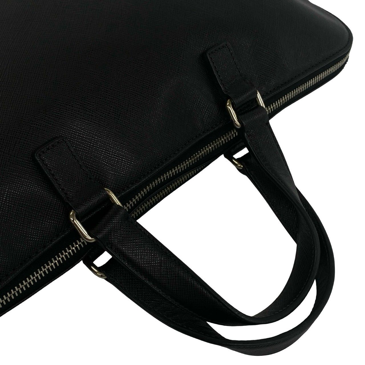 極 美品 袋付き PRADA プラダ 三角ロゴ 金具 サフィアーノ レザー 本革
