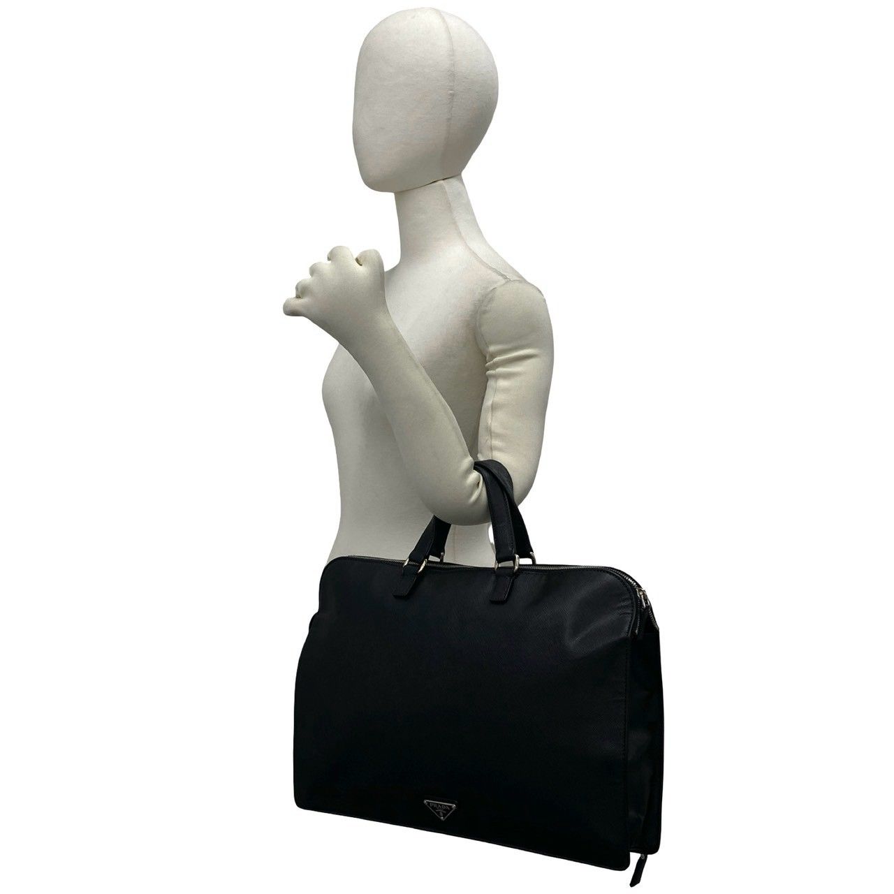 極 美品 袋付き PRADA プラダ 三角ロゴ 金具 サフィアーノ レザー 本革