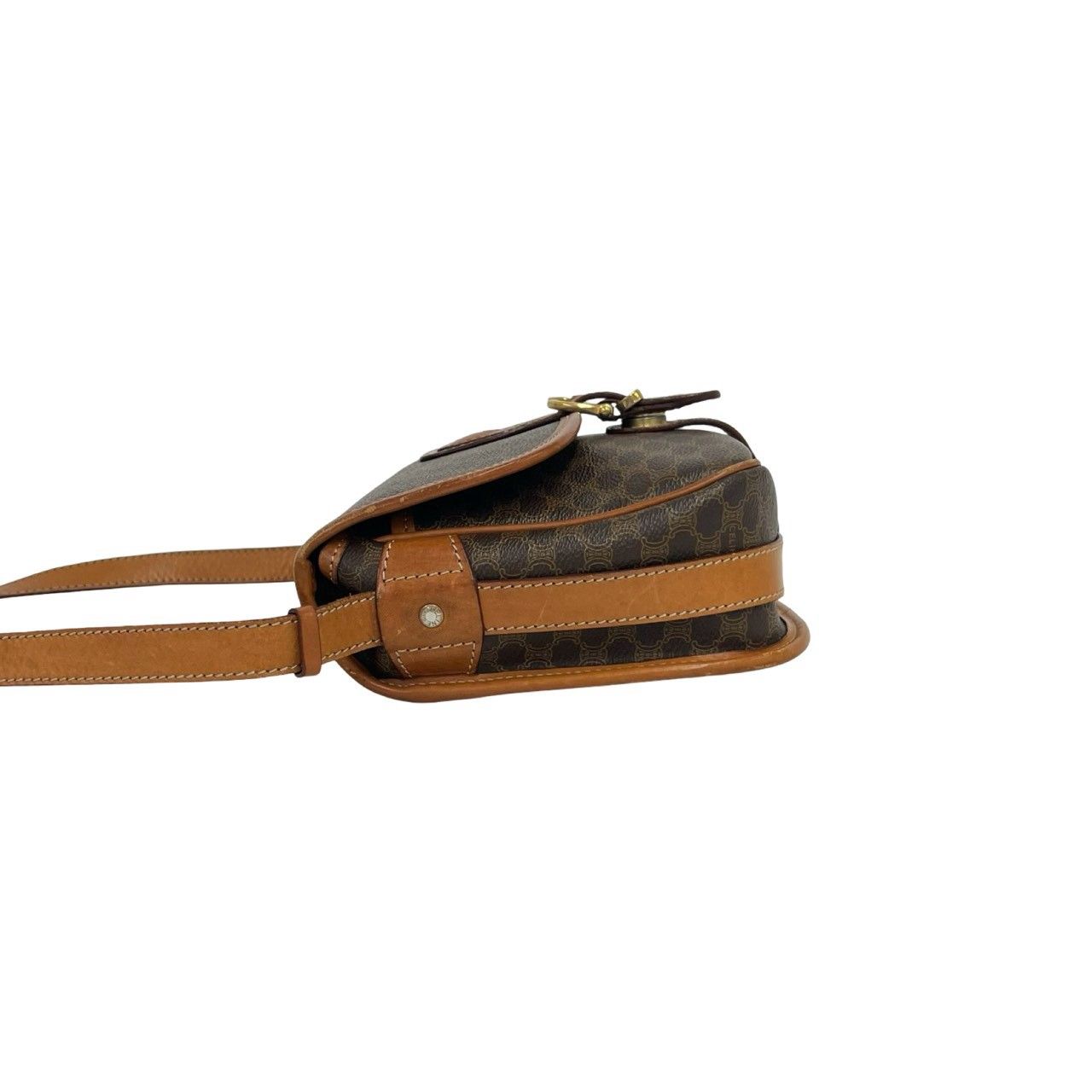 CELINE（セリーヌ）マカダム柄ショルダーバッグトリオンフロゴ金具ヴィンテージ 極 美品 CELINE セリーヌ ヴィンテージ マカダム ブラゾン 柄