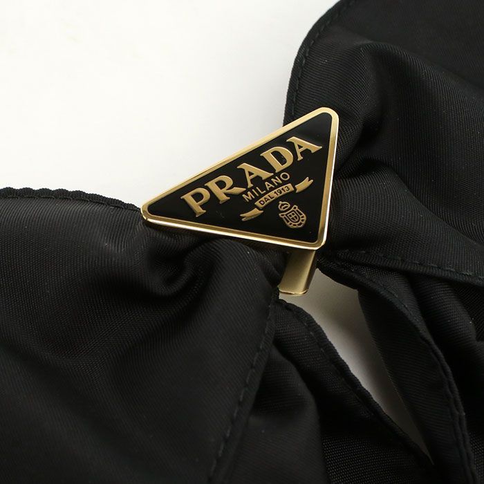 PRADA プラダ ヘアクリップ 1IF163 Re-Nylon リボン バレッタ ブラック