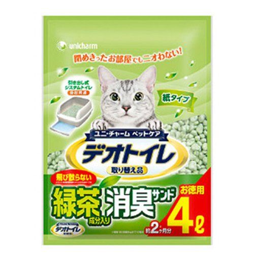 【大人気】ユニチャーム デオトイレ 飛散らない緑茶成分入り消臭サンド4L×4袋セット 4fcdf21c