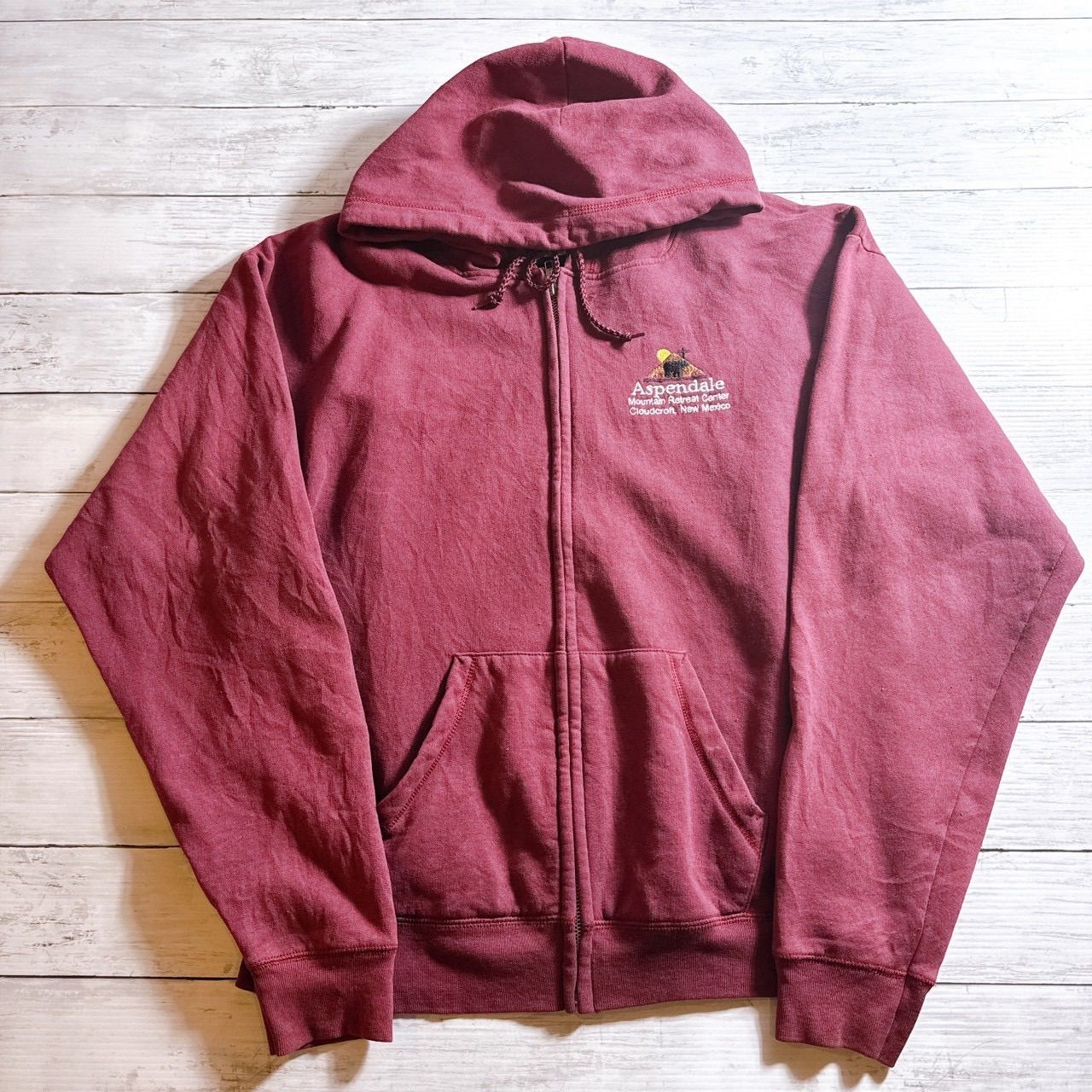希少プリント】00s Vintage HANES ZIP HOODIE ヘインズ バーガンディ