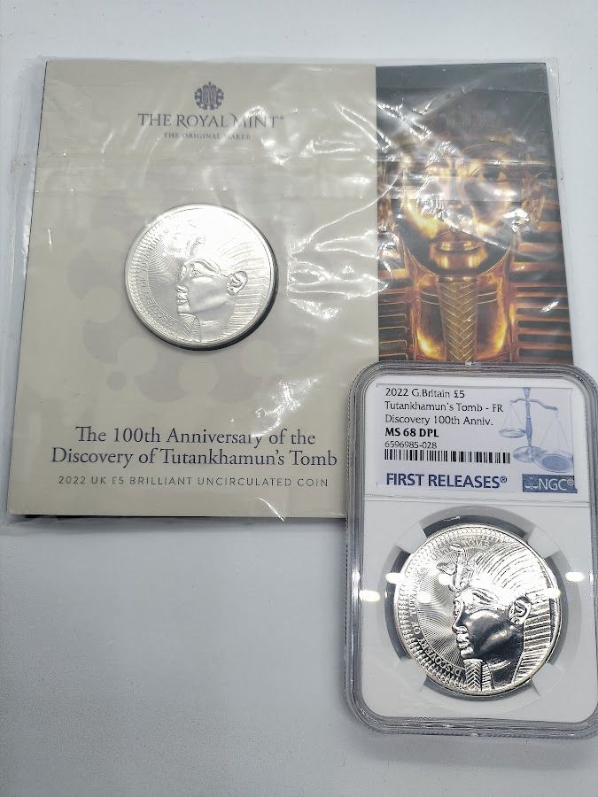 【鑑定・未鑑定セット】NGC MS68DPL 2022 イギリス ツタンカーメンの墓の発見 100周年記念 5ポンド