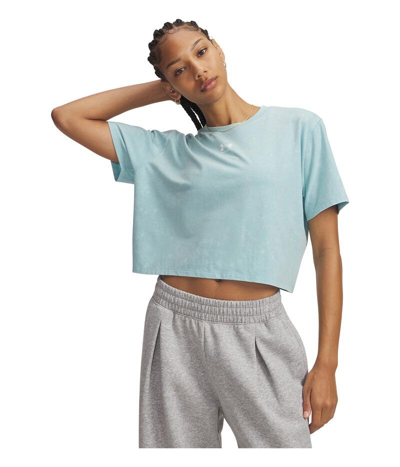 アンダーアーマー レディース トップス シャツ Under Armourival Boxy Tee Wash Blue HazeWhite ホワイト