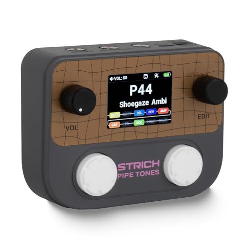 STRICH マルチエフェクター Pipe Tones 10エフェクトモジュール 125種類エフェクト ギター/ベース用 ポケットエフェクター 40秒ルーパー 100種類ドラムパターン USBオーディオインターフェース ワイヤレスコントロール (ダークグレーt
