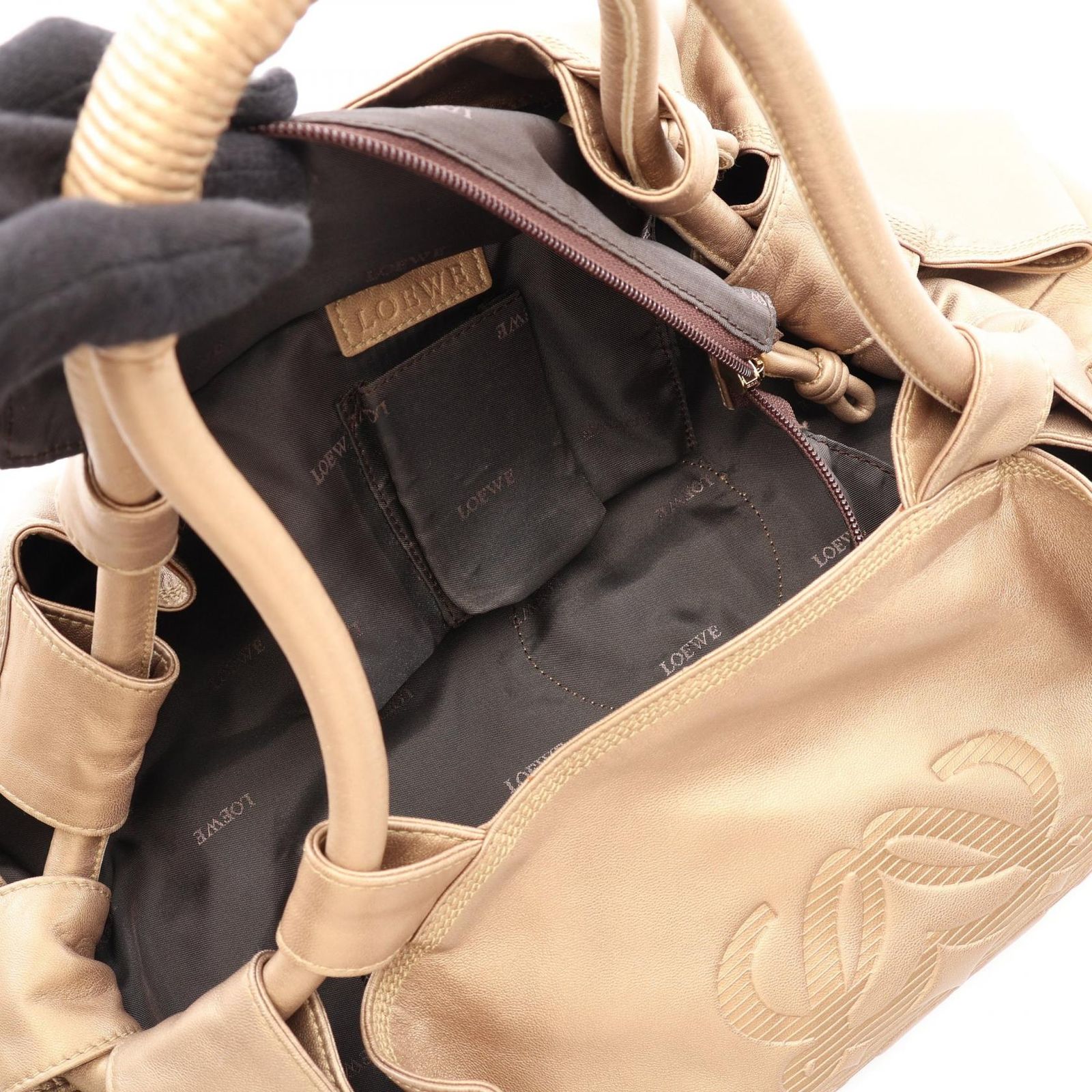 ロエベ LOEWE ハンドバッグ ナッパアイレ ゴールド レザー ナッパアイレ ミディアム レディース Used B