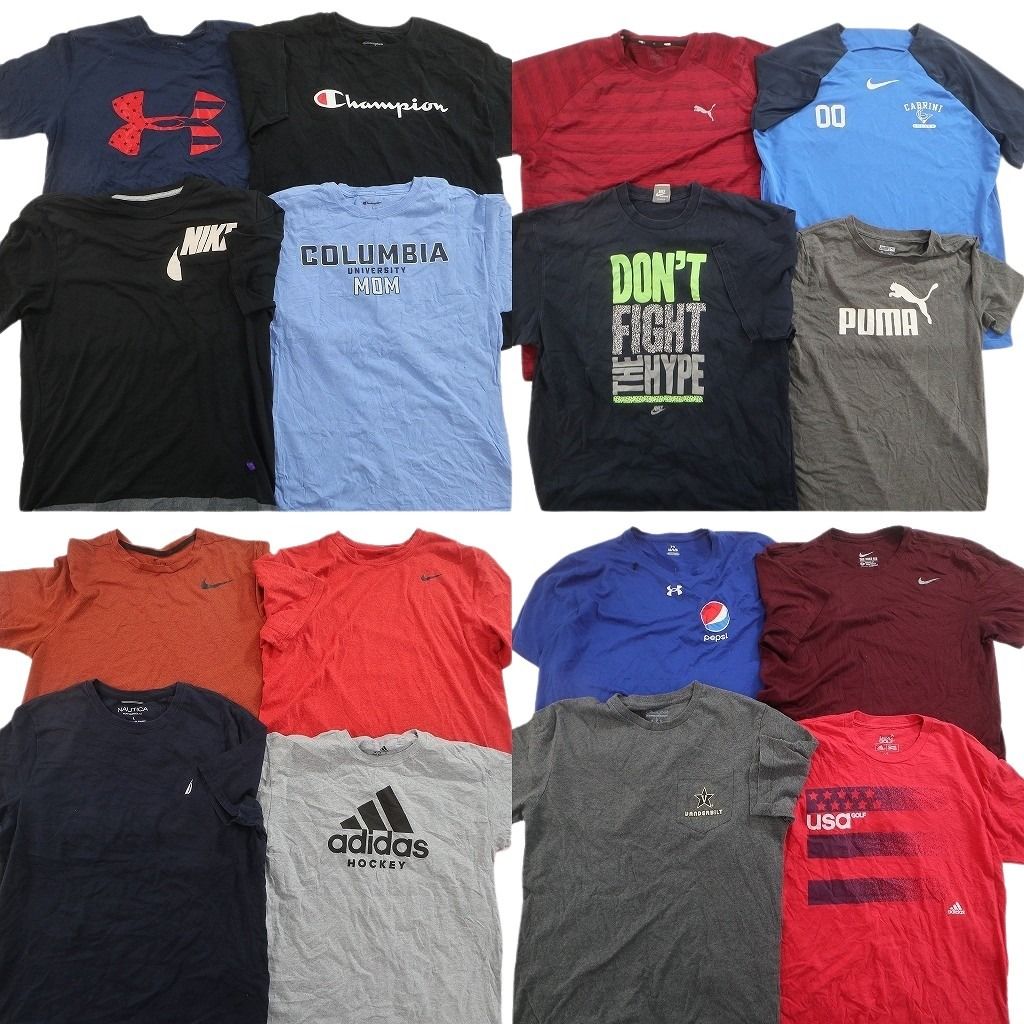 古着卸 まとめ売り ブランドMIX Tシャツ 16枚セット ( メンズ Ｌ ) アンダーアーマー チャンピオン ノーティカ 中古 古着 NH0310