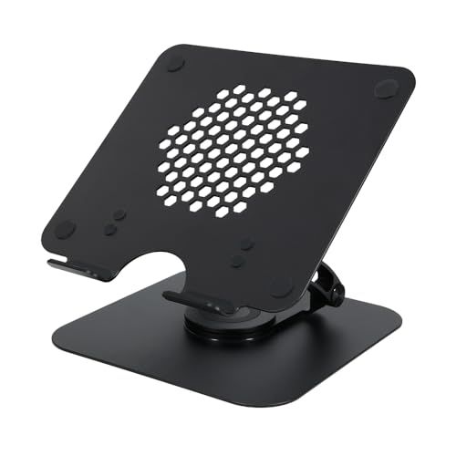 MOTTERU (モッテル) 肩や背中への負担を軽減 360度回転ノートＰＣスタンド 17インチまで対応 無段階 高さ調整 角度調整 姿勢改善 腰痛 猫背 肩こり 解消 折りたたみ 滑り止め 耐荷重10kg アルミニウム合金製 放熱性 ブラッ 3d00fb90