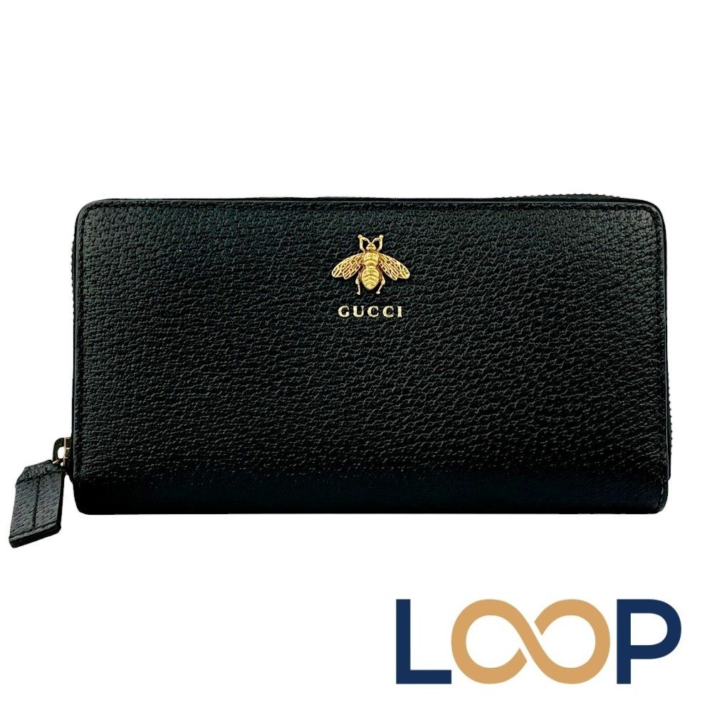 ✨新品未使用　付属品完備✨グッチ　長財布　ラウンドファスナー ビー　蜂　黒 グッチ □新同□ BEE ビー ラウンド 長財布 ウォレット 蜂 モチーフ