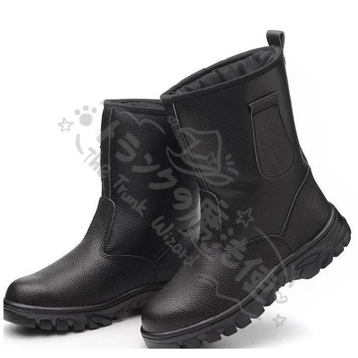安全靴 作業靴 半長靴 ゴム底 耐水 衝撃吸収 黒 23.0-27.0cm つま先