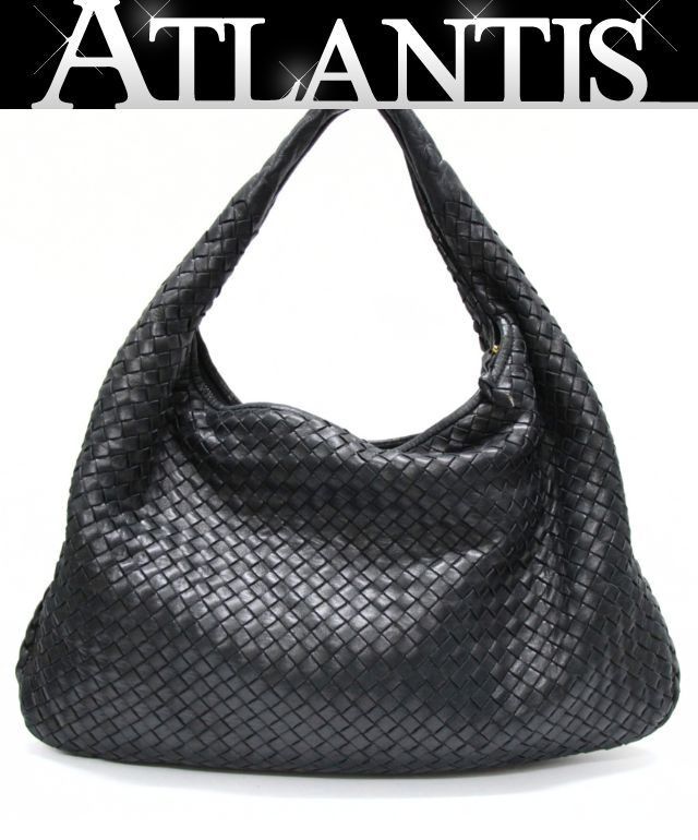 BOTTEGA VENETA ボッテガ・ヴェネタ イントレチャート ホーボー ハンドバッグ レザー 黒 【76287】