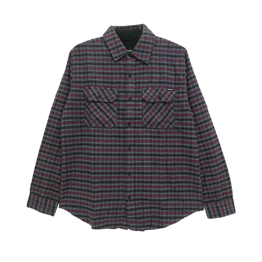 INDEPENDENT LONG SLEEVE インディペンデント 長袖シャツ BELMONT FLANNEL SHIRTS GREY/RED/BLACK　スケートボード スケボー