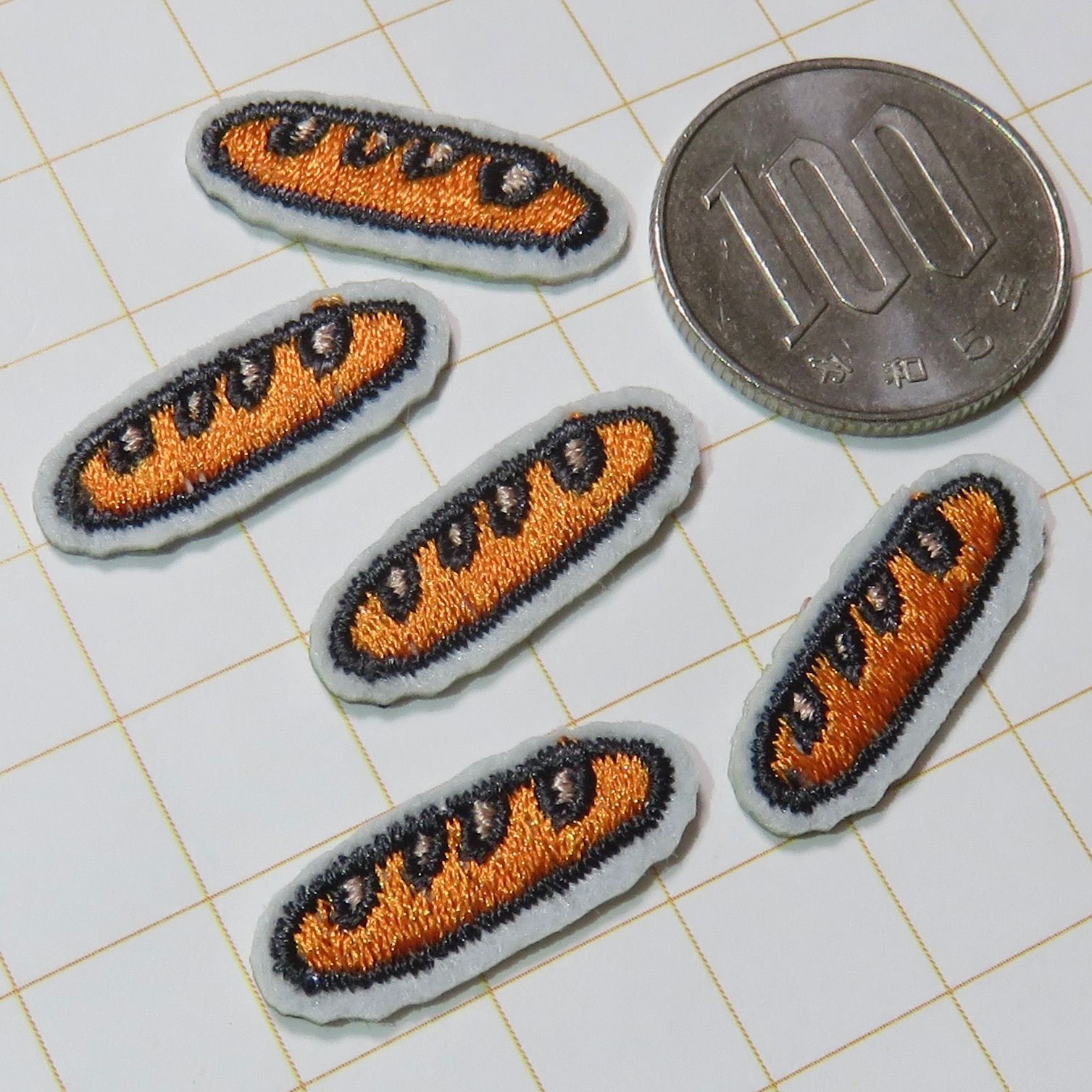 【5枚セット】刺繍 アイロン ワッペン アップリケ フランスパン ベーカリー 手芸用品 アレンジ パッチ patch
