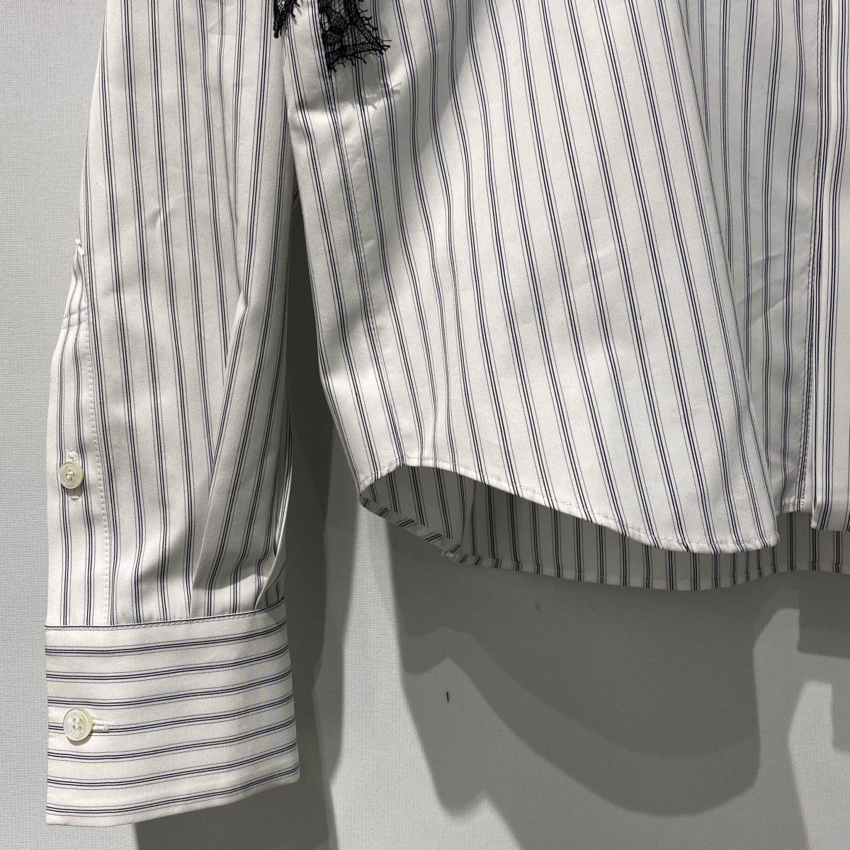 sacai 26SS Poplin Shirtレースストライプポプリンシャツ