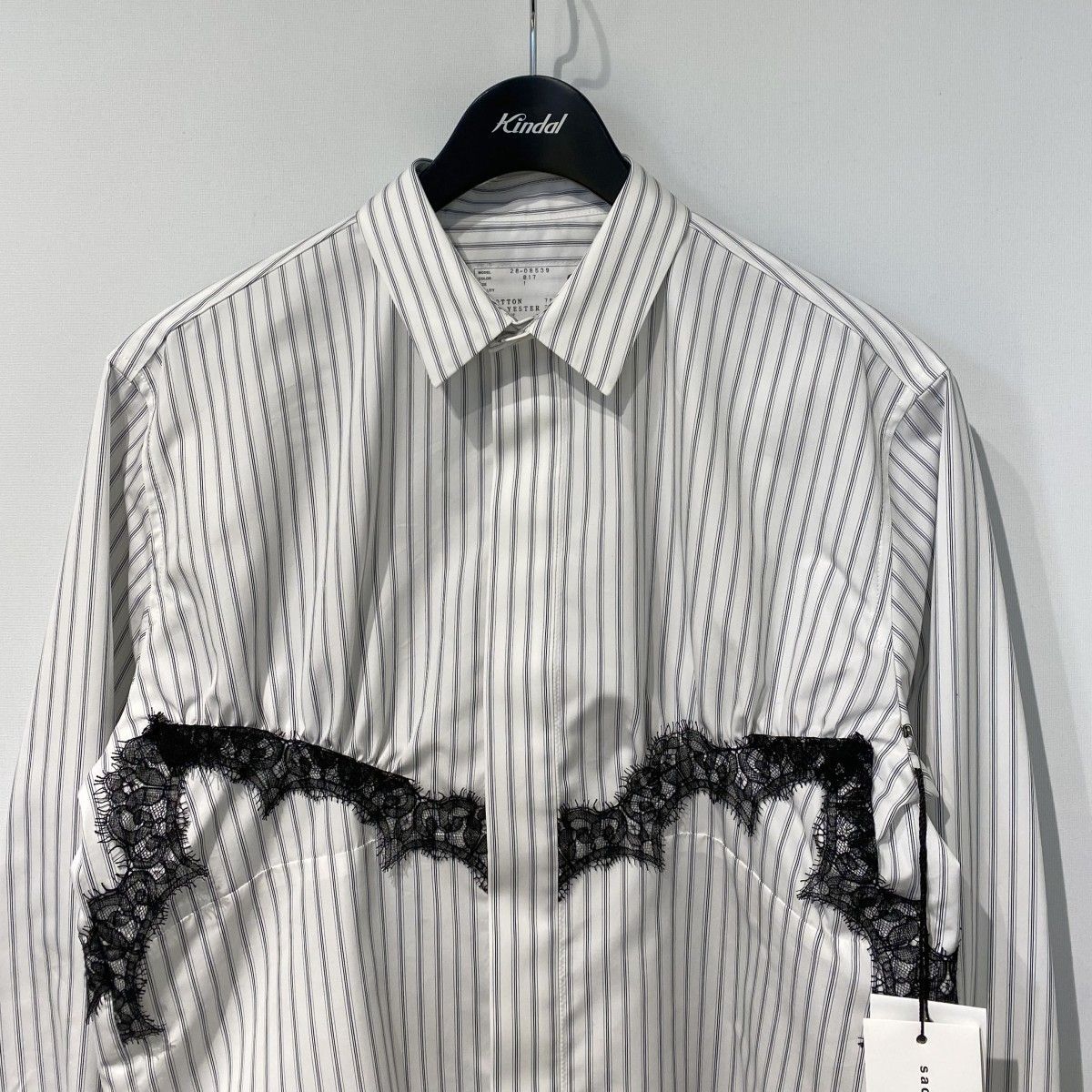 sacai 26SS Poplin Shirtレースストライプポプリンシャツ