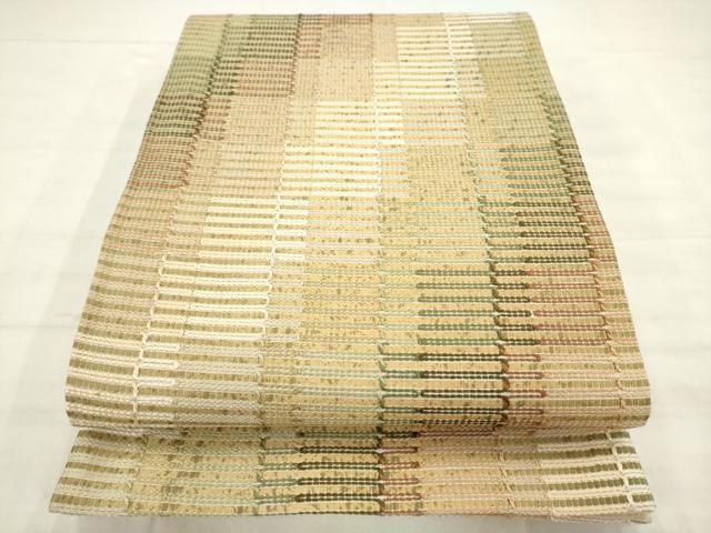 平和屋着物●六通柄袋帯　幾何学文様　金糸　正絹　逸品　AABM4725pf