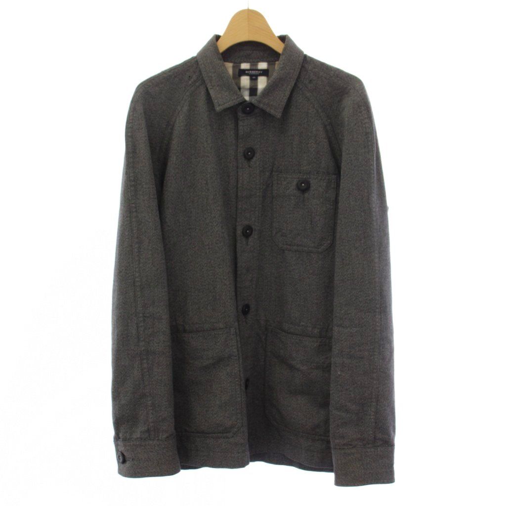 バーバリー ロンドン BURBERRY LONDON シャツジャケット コットンウール 40 グレー /KH