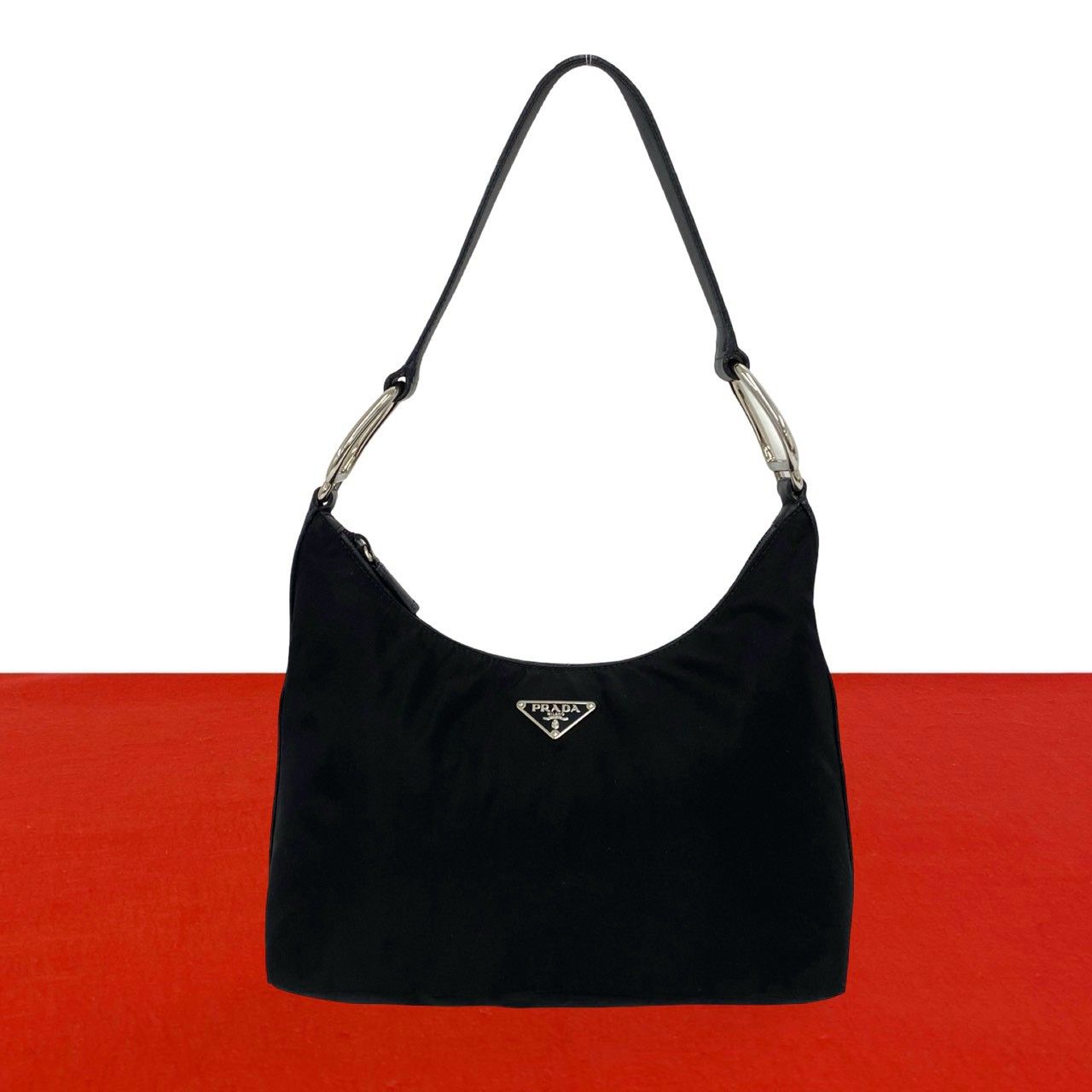 極 美品 PRADA プラダ 三角ロゴ プレート 金具 テスート ポコノ