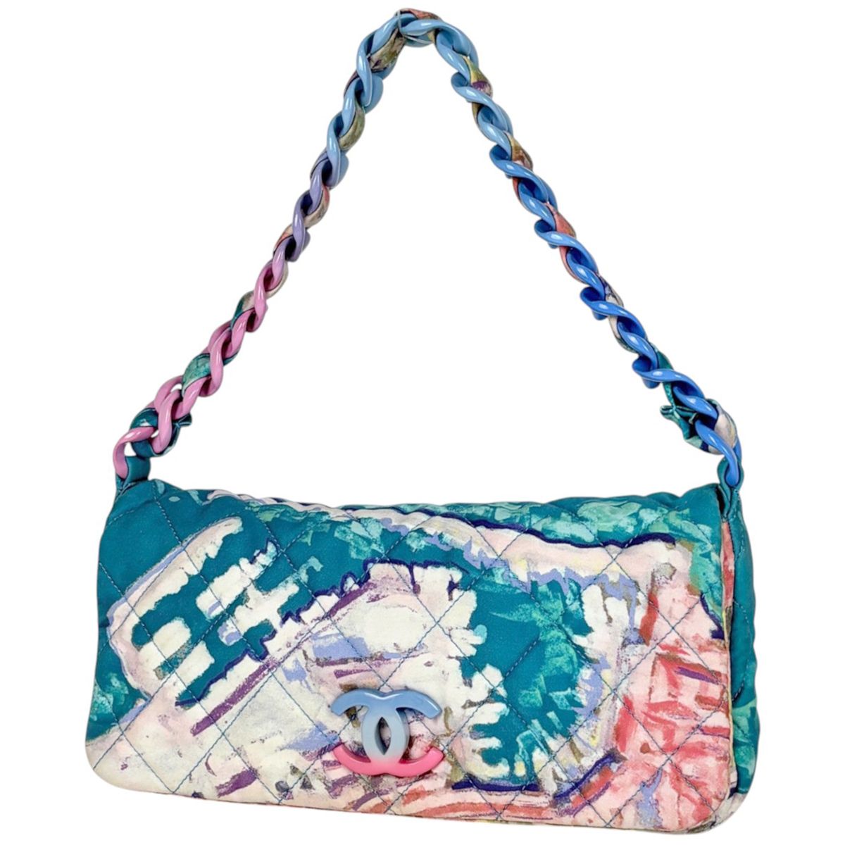 シャネル CHANEL ショルダーバッグ 14番台 ウォーターカラー ココマーク キャンバス ブルー レディース 【中古】