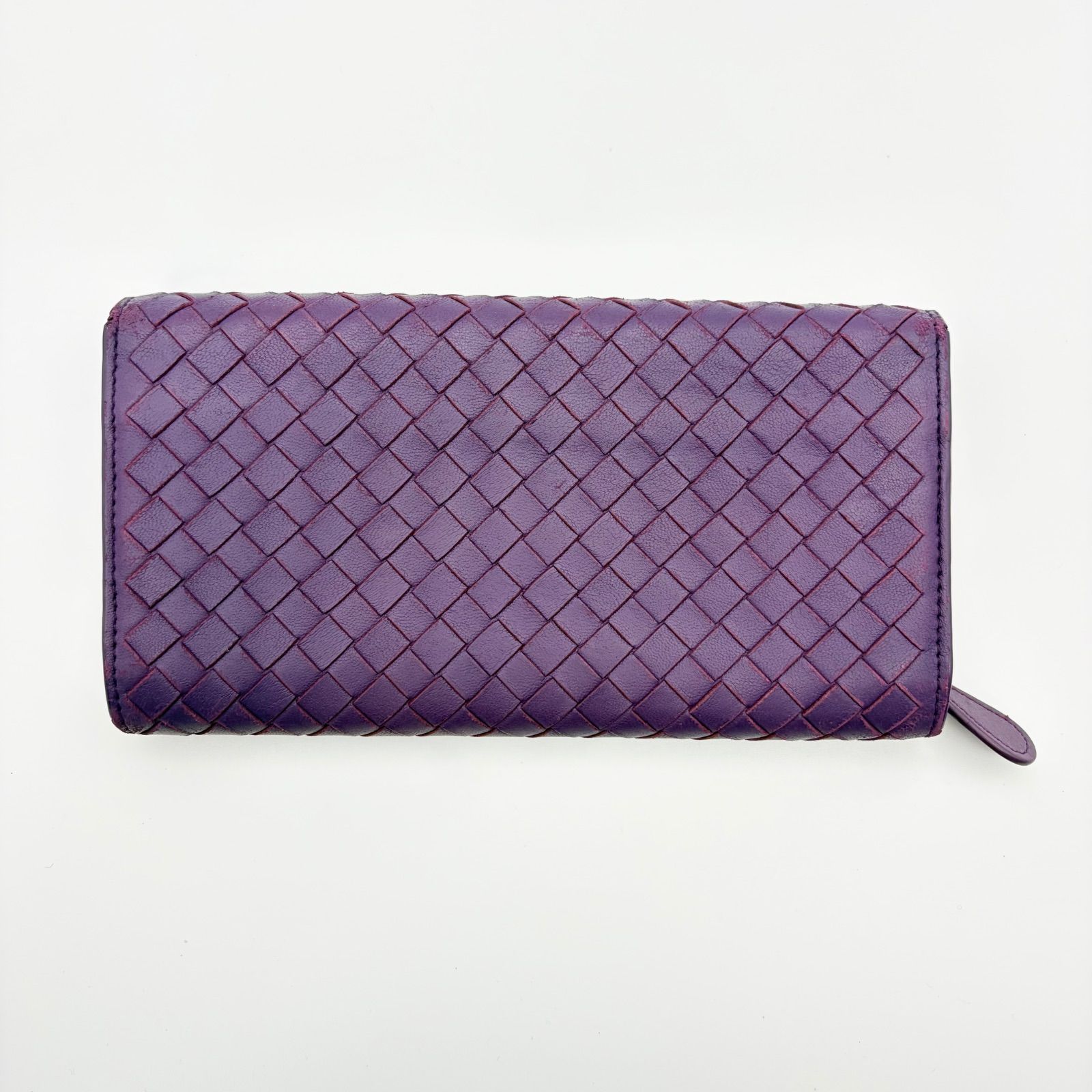 美品✨️ボッテガヴェネタ 長財布 ジップウォレット イントレチャート レザー 紫 BOTTEGA VENETA ボッテガヴェネタ 長財布 フラップ イントレチャート