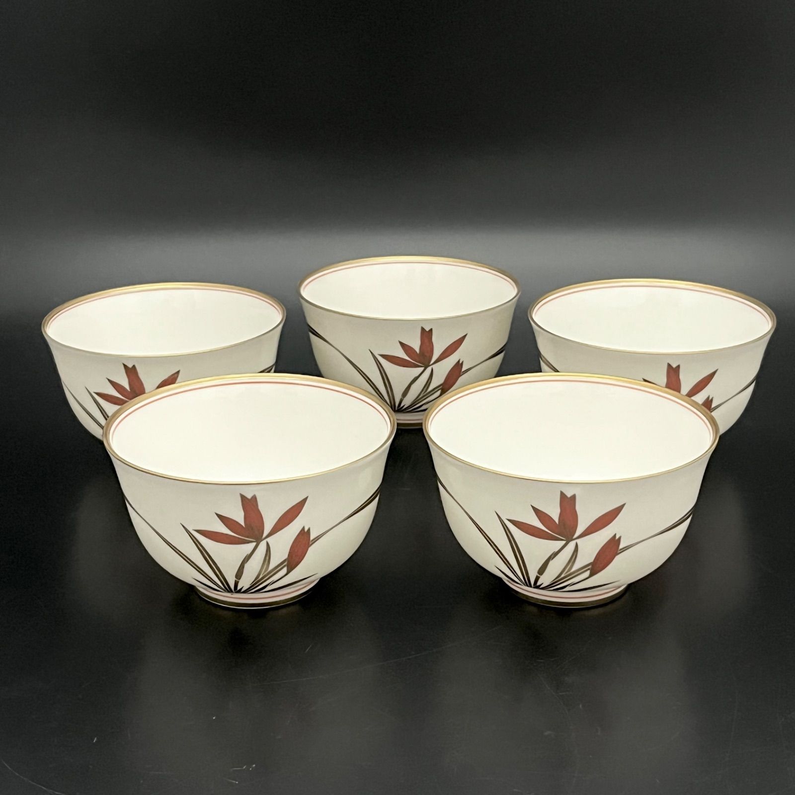 ◼︎美品◼︎【香蘭社】紅蘭 湯呑 5客セット 金彩 - メルカリ