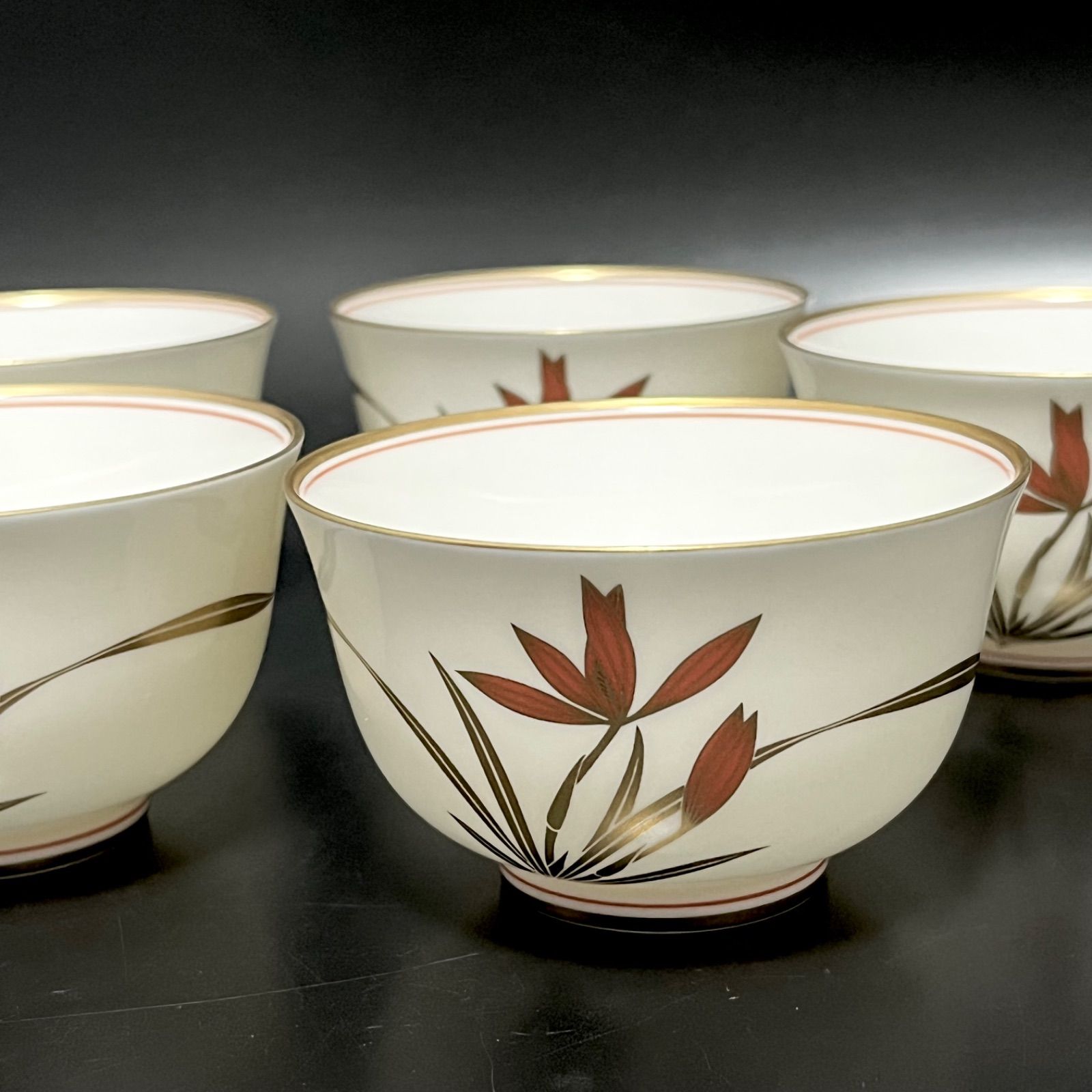 ◼︎美品◼︎【香蘭社】紅蘭 湯呑 5客セット 金彩 - メルカリ